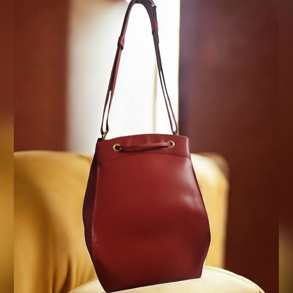 Christian Dior Vintage Red Drawstring Bucket Bag in EUC - Picture 5 of 16